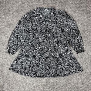 Stradivarius Dress Womens Large Black White Paisley Mini Babydoll Tunic Boho